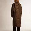 Abrigo cocoon de lana con motivo jacquard y botonadura sencilla para mujer Abrigo cocoon de lana con motivo jacquard y botonadura sencilla para mujer