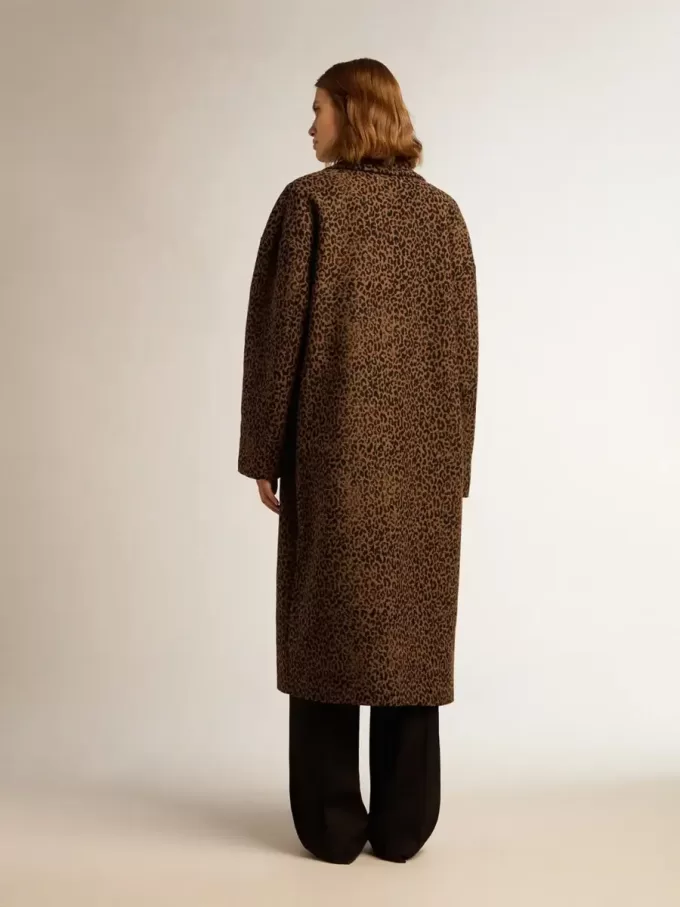 Abrigo cocoon de lana con motivo jacquard y botonadura sencilla para mujer Abrigo cocoon de lana con motivo jacquard y botonadura sencilla para mujer