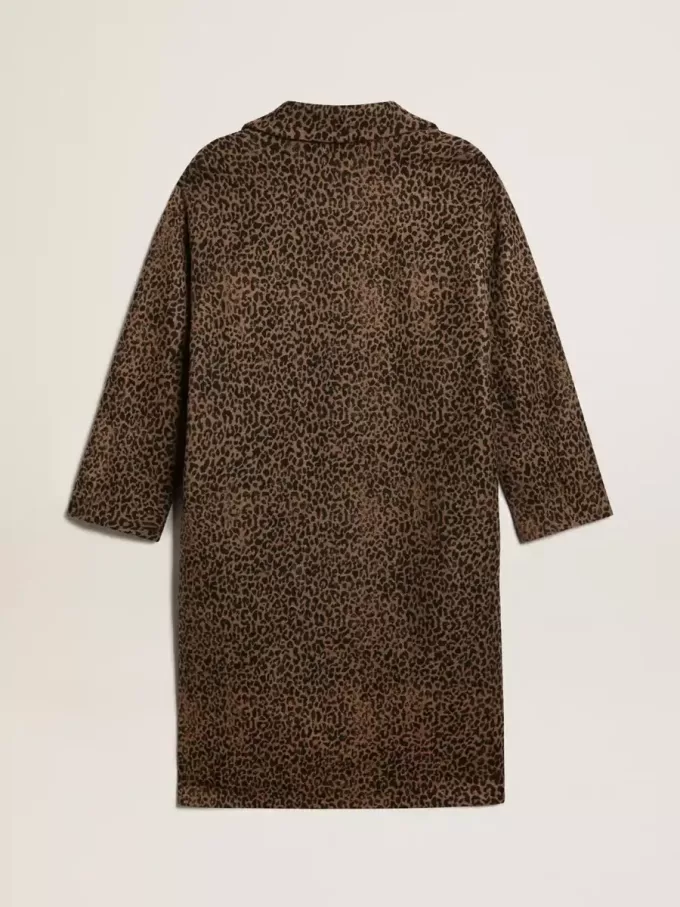 Abrigo cocoon de lana con motivo jacquard y botonadura sencilla para mujer Abrigo cocoon de lana con motivo jacquard y botonadura sencilla para mujer