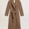 Abrigo cruzado de mujer en mezcla de lana beige Abrigo cruzado de mujer en mezcla de lana beige