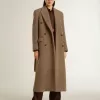 Abrigo cruzado de mujer en mezcla de lana beige Abrigo cruzado de mujer en mezcla de lana beige