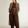Abrigo cruzado de mujer en mezcla de lana beige Abrigo cruzado de mujer en mezcla de lana beige