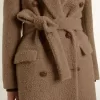 Abrigo cruzado de mujer en mezcla de lana beige Abrigo cruzado de mujer en mezcla de lana beige
