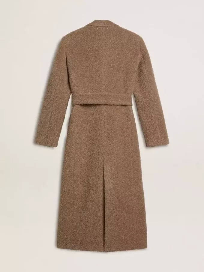 Abrigo cruzado de mujer en mezcla de lana beige Abrigo cruzado de mujer en mezcla de lana beige