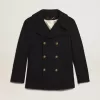 Abrigo cruzado para hombre en lana azul oscuro con botones dorados Abrigo cruzado para hombre en lana azul oscuro con botones dorados