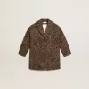 Abrigo de lana con estampado animal jacquard y botonadura sencilla para niña Abrigo de lana con estampado animal jacquard y botonadura sencilla para niña