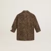 Abrigo de lana con estampado animal jacquard y botonadura sencilla para niña Abrigo de lana con estampado animal jacquard y botonadura sencilla para niña