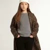 Abrigo de lana con estampado animal jacquard y botonadura sencilla para niña Abrigo de lana con estampado animal jacquard y botonadura sencilla para niña