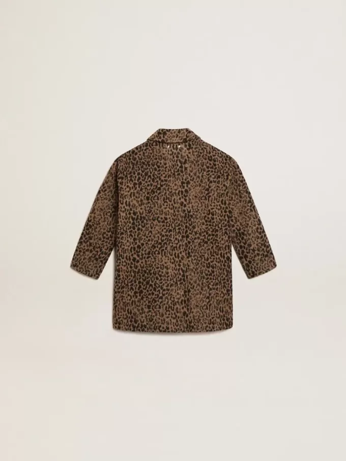 Abrigo de lana con estampado animal jacquard y botonadura sencilla para niña Abrigo de lana con estampado animal jacquard y botonadura sencilla para niña