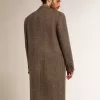Abrigo de lana de botonadura sencilla para hombre con tejido en espiga beige y gris Abrigo de lana de botonadura sencilla para hombre con tejido en espiga beige y gris