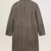 Abrigo de lana de botonadura sencilla para hombre con tejido en espiga beige y gris Abrigo de lana de botonadura sencilla para hombre con tejido en espiga beige y gris
