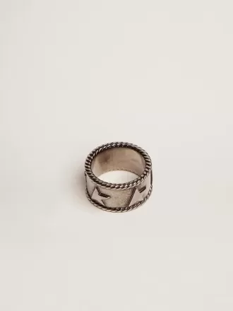 Anillo de banda en color plata antigua