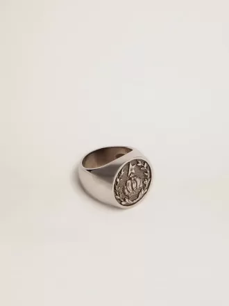 Anillo de sello para hombre en color plata antigua