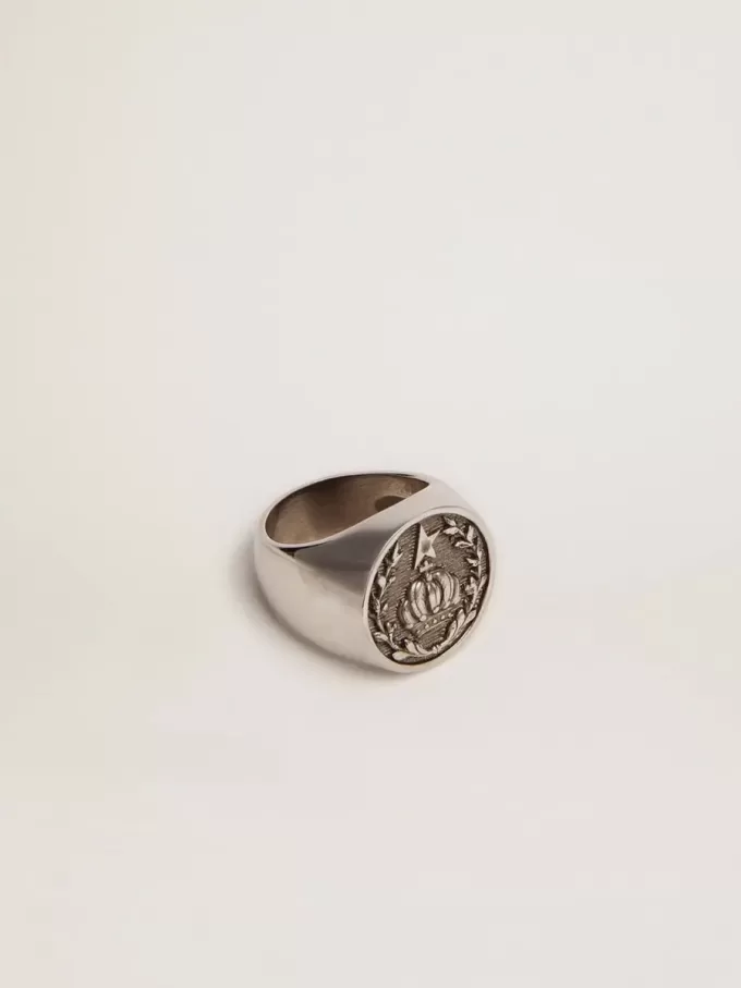Anillo de sello para hombre en color plata antigua Anillo de sello para hombre en color plata antigua