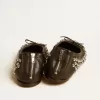Bailarinas Amy en piel napa negra con tachuelas plateadas