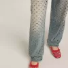 Bailarinas Amy en piel napa roja con tachuelas plateadas