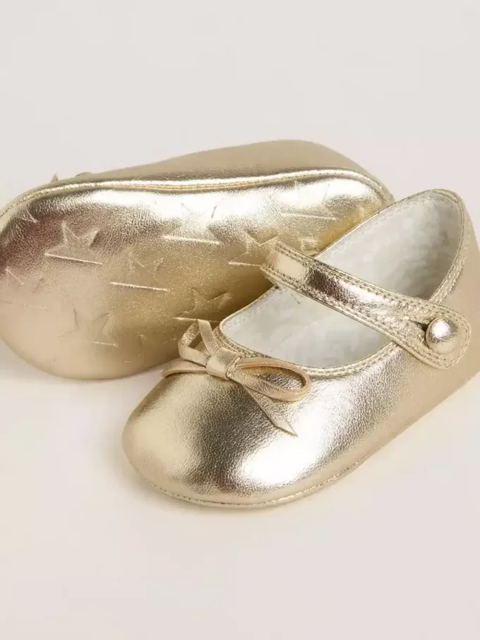 Bailarinas Sofi Baby en piel metalizada dorada