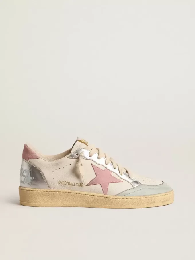 Ball Star con estrella de ante rosa e inserciones de piel metalizada