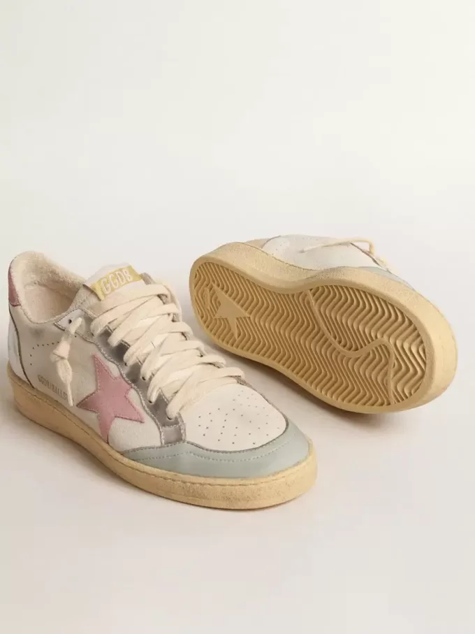 Ball Star con estrella de ante rosa e inserciones de piel metalizada