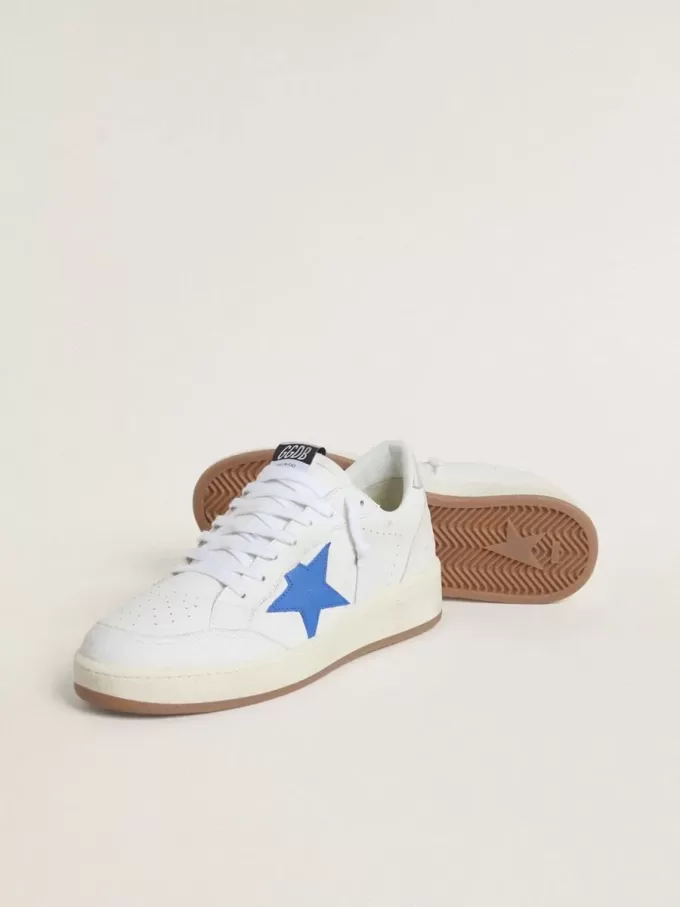 Ball Star con estrella de cuero azul claro y lengüeta del talón de cuero plateado laminado Ball Star con estrella de cuero azul claro y lengüeta del talón de cuero plateado laminado