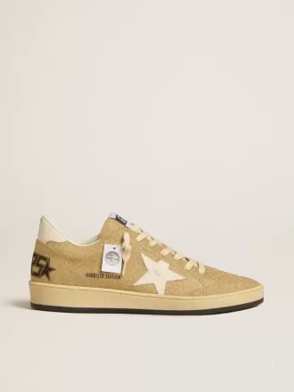 Ball Star en cristales Swarovski dorados con estrella de cuero blanco lechoso