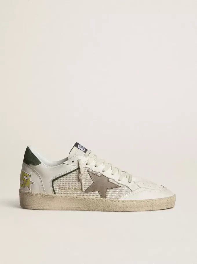 Ball Star LTD en malla y piel napa con estrella de piel gris y lengüeta del talón de ante verde Ball Star LTD en malla y piel napa con estrella de piel gris y lengüeta del talón de ante verde