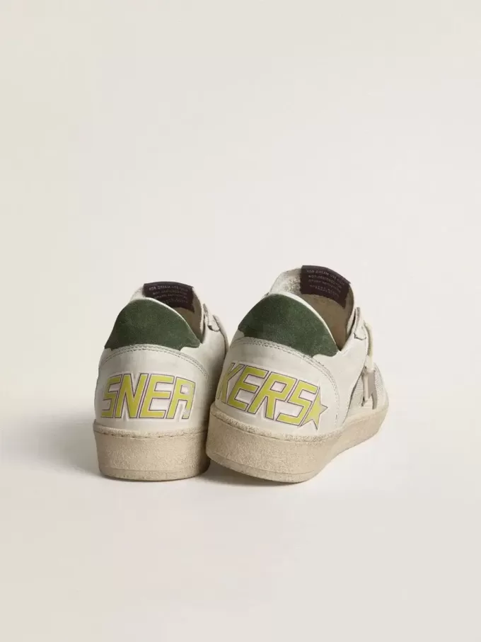 Ball Star LTD en malla y piel napa con estrella de piel gris y lengüeta del talón de ante verde Ball Star LTD en malla y piel napa con estrella de piel gris y lengüeta del talón de ante verde