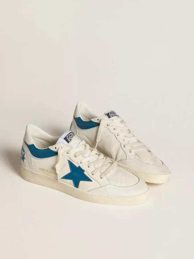 Ball Star LTD en napa con estrella de cuero turquesa y lengüeta blanca en el talón Ball Star LTD en napa con estrella de cuero turquesa y lengüeta blanca en el talón