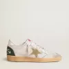Ball Star LTD en piel craquelada blanca y malla con estrella de ante Ball Star LTD en piel craquelada blanca y malla con estrella de ante