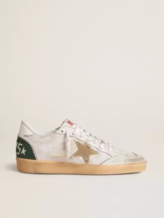 Ball Star LTD en piel craquelada blanca y malla con estrella de ante Ball Star LTD en piel craquelada blanca y malla con estrella de ante