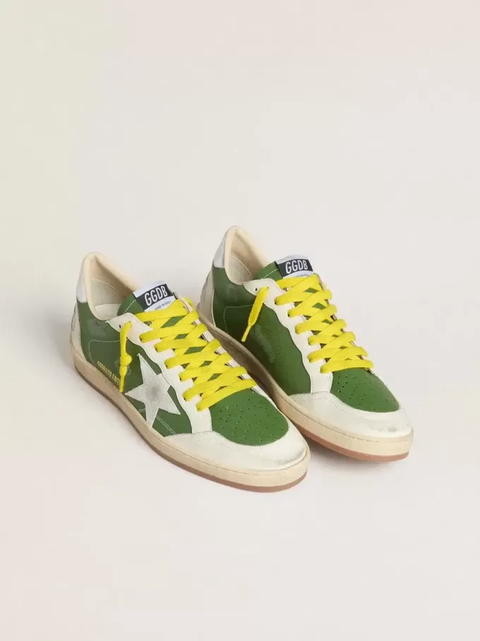 Ball Star LTD en piel napa verde con estrella de ante blanco y lengüeta del talón en piel plateada metalizada Ball Star LTD en piel napa verde con estrella de ante blanco y lengüeta del talón en piel plateada metalizada