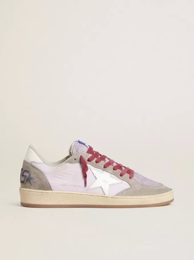 Ball Star LTD para mujer en nailon lila con estrella de cuero blanco e inserciones de ante Ball Star LTD para mujer en nailon lila con estrella de cuero blanco e inserciones de ante