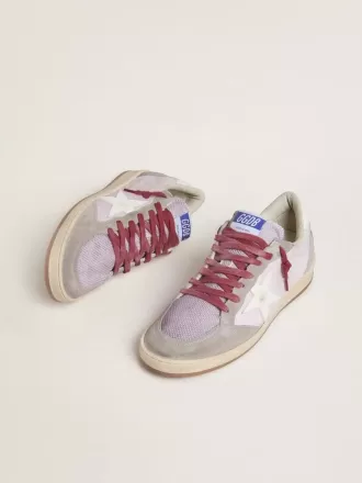 Ball Star LTD para mujer en nailon lila con estrella de cuero blanco e inserciones de ante Ball Star LTD para mujer en nailon lila con estrella de cuero blanco e inserciones de ante