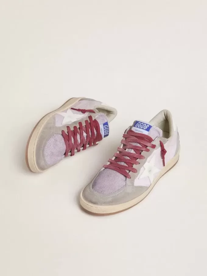 Ball Star LTD para mujer en nailon lila con estrella de cuero blanco e inserciones de ante Ball Star LTD para mujer en nailon lila con estrella de cuero blanco e inserciones de ante