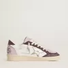Ball Star LTD para mujer en napa con estrella de cuero laminado platino y lengüeta del talón en nubuck burdeos Ball Star LTD para mujer en napa con estrella de cuero laminado platino y lengüeta del talón en nubuck burdeos