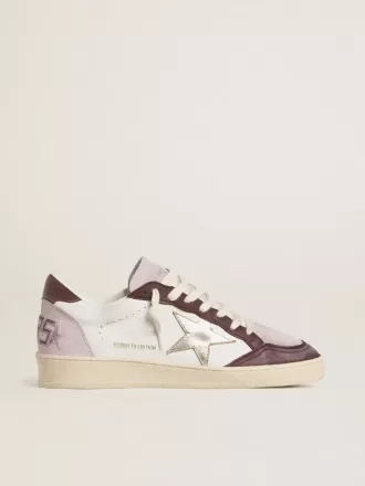 Ball Star LTD para mujer en napa con estrella de cuero laminado platino y lengüeta del talón en nubuck burdeos Ball Star LTD para mujer en napa con estrella de cuero laminado platino y lengüeta del talón en nubuck burdeos