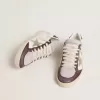 Ball Star LTD para mujer en napa con estrella de cuero laminado platino y lengüeta del talón en nubuck burdeos Ball Star LTD para mujer en napa con estrella de cuero laminado platino y lengüeta del talón en nubuck burdeos
