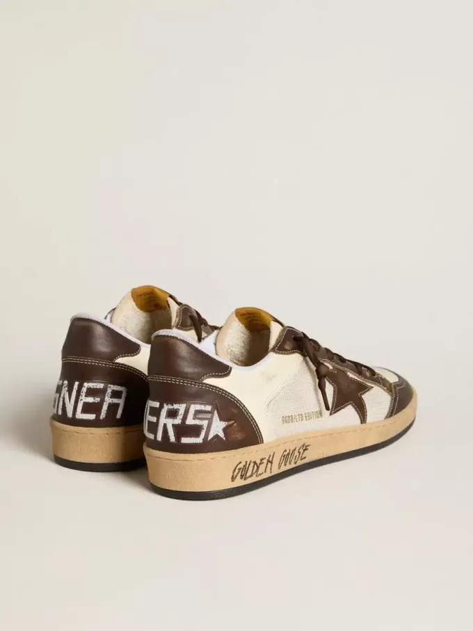 Ball Star para hombre en napa y malla con estrella de ante e inserciones de cuero marrón Ball Star para hombre en napa y malla con estrella de ante e inserciones de cuero marrón