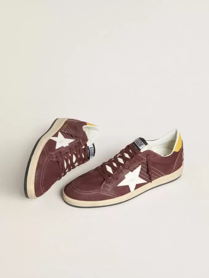 Ball Star para hombre en nubuck chocolate con estrella y lengüeta en el talón de piel Ball Star para hombre en nubuck chocolate con estrella y lengüeta en el talón de piel