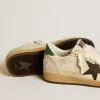 Ball Star para mujer con estrella de cuero negro y lengüeta del talón de cuero verde