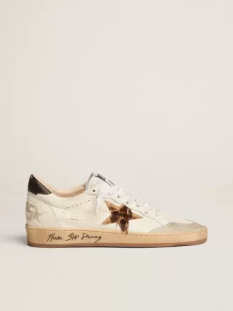 Ball Star para mujer con estrella de piel de potro con estampado de leopardo y lengüeta negra en el talón Ball Star para mujer con estrella de piel de potro con estampado de leopardo y lengüeta negra en el talón