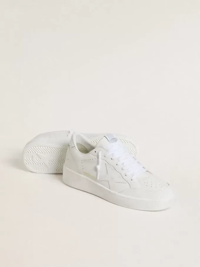 Ball Star para mujer con estrella y lengüeta en el talón de cuero blanco Ball Star para mujer con estrella y lengüeta en el talón de cuero blanco