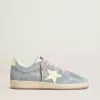 Ball Star para mujer en ante azul claro con estrella de cuero color crema Ball Star para mujer en ante azul claro con estrella de cuero color crema