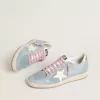 Ball Star para mujer en ante azul claro con estrella de cuero color crema Ball Star para mujer en ante azul claro con estrella de cuero color crema
