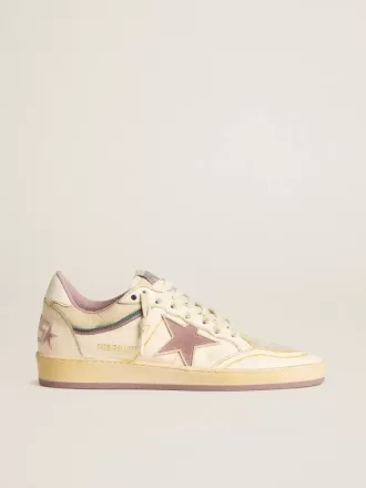 Ball Star para mujer en piel napa con estrella de TPU malva y lengüeta de cuero en el talón