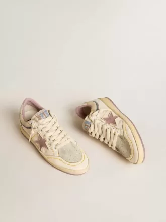 Ball Star para mujer en piel napa con estrella de TPU malva y lengüeta de cuero en el talón