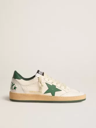 Ball Star Wishes para hombre en piel napa blanca con estrella y lengüeta en el talón en piel verde