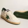 Ball Star Wishes para hombre en piel napa blanca con estrella y lengüeta en el talón en piel verde Ball Star Wishes para hombre en piel napa blanca con estrella y lengüeta en el talón en piel verde