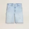 Bermudas de denim para hombre con efecto desgastado Bermudas de denim para hombre con efecto desgastado