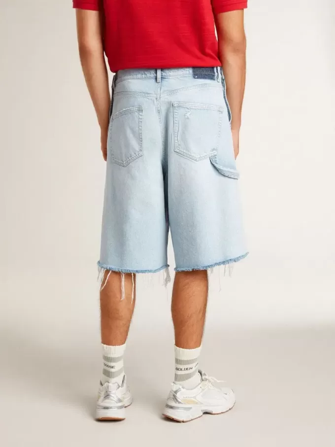 Bermudas de denim para hombre con efecto desgastado Bermudas de denim para hombre con efecto desgastado